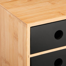 Carica l'immagine nel visualizzatore di Gallery, Relaxdays Organizer da Scrivania, 3 Cassetti, Bambù e MDF, HLP: 21x15x20 cm, Portapenne Tavolo Ufficio, Naturale Nero