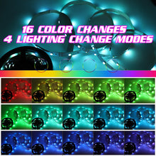 Carica l'immagine nel visualizzatore di Gallery, Striscia LED a Batteria - 2M RGB 5050 Striscia LED Alimentata a Batteria o USB, Dimmerabile a Distanza 16 Colori, Taglia