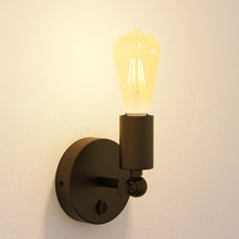Carica l'immagine nel visualizzatore di Gallery, ledscom.de Lampada da parete FETRO, interruttore, nero opaco, rotonda, 1x E27 max. 60W
