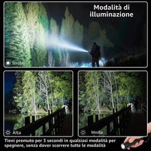 Carica l'immagine nel visualizzatore di Gallery, Azyvum Torcia LED Ricaricabile, Mini Super Luminoso Torcia Potente, 3 Modalità di Illuminazione, Alta Potente, Zoomabile