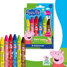 Carica l'immagine nel visualizzatore di Gallery, STAEDTLER Noris junior pastelli a cera Peppa Pig set da 6 – pastelli spessi per colorare grandi superfici e tecniche cre