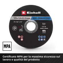 Carica l'immagine nel visualizzatore di Gallery, Einhell 10 dischi da taglio sottili, Inox, Ø 125 x 1 mm