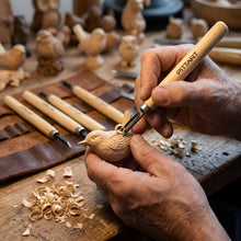 Carica l'immagine nel visualizzatore di Gallery, Set 6 Scalpelli Intaglio Legno Acciaio Carbonio – Kit Sgorbie Professionali per Scultura e Wood Carving, Utensili Affila