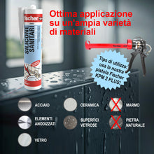 Carica l'immagine nel visualizzatore di Gallery, Fischer SAS Bianco, Silicone Sigillante Antimuffa interno/esterno a Base Acetica per Ambienti Sanitari come Bagno, Docci
