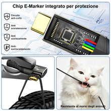 Carica l'immagine nel visualizzatore di Gallery, ZIKNYDO Cavo USB Type C 2 metri, 8K@30Hz, 4K@144Hz, 20Gbps, 240W, 90 Gradi