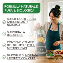 Carica l'immagine nel visualizzatore di Gallery, Moringa Capsule Biologica, 2400 mg per Dose - 270 capsule di Moringa Oleifera in polvere - Fonte di Vitamine, Minerali e