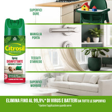 Carica l'immagine nel visualizzatore di Gallery, Citrosil Disinfettante Spray Superfici e Tessuti, essenze di menta, 300 ml