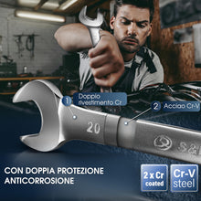Carica l'immagine nel visualizzatore di Gallery, S&amp;R Set Chiavi Inglesi Combinate Anello e Forchetta - 15 Pz da 6 a 22mm