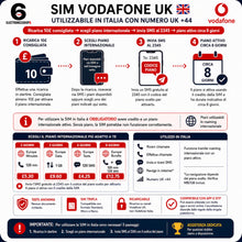 Carica l'immagine nel visualizzatore di Gallery, SIM Anonima Vodafone UK +44, Piano Internazionale Obbligatorio da Attivare, Attiva in 10 Minuti, Nessun Documento Richie