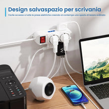 Carica l'immagine nel visualizzatore di Gallery, Ewent Multipresa Ciabatta Elettrica 6 Posti 2 Polivalenti (schuko 10/16A) 4 Bivalenti 10/16A,Spina Italiana 10A,Potenza 