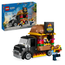 Carica l'immagine nel visualizzatore di Gallery, LEGO City Furgone degli Hamburger Giocattolo, Veicolo da Costruire per Bambini e Bambine da 5 Anni in su, Camion Food Truck con Accessori per Cucinare e 2 Minifigure, Regalo Divertente 60404
