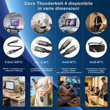 Carica l'immagine nel visualizzatore di Gallery, CAKOBLE 16K Cavo Thunderbolt 4 USB4 1m - 40Gbps, Ricarica Rapida PD3.1,16K@30Hz/8K@60Hz/4K@144Hz - Cavo USB-C 240W per M
