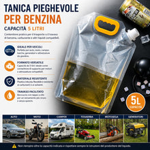 Carica l'immagine nel visualizzatore di Gallery, Topolenashop Tanica Pieghevole da 5 Litri con Beccuccio Integrato – Contenitore Compatto e Leggero per Benzina, Carburan