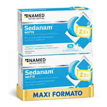 Carica l'immagine nel visualizzatore di Gallery, NAMED Sedanam Notte Integratore Alimentare con Melatonina 1 mg, Valeriana, Passiflora, Ashwagandha e Biancospino | Melat