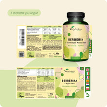 Carica l'immagine nel visualizzatore di Gallery, Berberina 1.000 mg | con Cromo, Pepe Nero e Aglio Nero | Berberine Pura e Naturale 97% da Berberis aristata | Vegan e Se