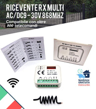 Carica l'immagine nel visualizzatore di Gallery, Ricevente Centralina Radio Universale 2 CH FISSO E ROLLING CODE 433 868 MHZ AC/DC