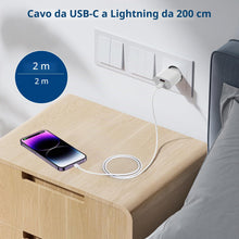 Carica l'immagine nel visualizzatore di Gallery, Caricatore per iPhone Certificato Apple MFi, 20W 2-Porto USB A &amp; USB C Rapido Caricabatterie per iPhone 14/14 Pro/14 Pro