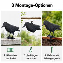 Carica l'immagine nel visualizzatore di Gallery, Brandsseller Corvo Nero in Plastica 36 x 20 cm Repellente per Piccioni Deterrente per Uccelli Contro Piccoli Uccelli e P