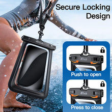 Carica l'immagine nel visualizzatore di Gallery, JETech Custodia Impermeabile IPX8, Borsa Asciutta, Nero+Nero, 2 Pezzi