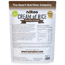 Carica l'immagine nel visualizzatore di Gallery, Nätoo Crema di Riso Palestra 1kg, Crema di Riso Aromatizzata Istantanea Gusto Chocolate Brownie, Cream of Rice Vegan Sen