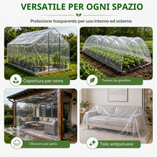 Carica l'immagine nel visualizzatore di Gallery, 3*4m Telo Serra Trasparente, Film in Plastica per Serra e Copertura Piante, Protezione dal Freddo Invernale e dal Sole, 