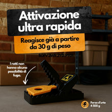 Carica l'immagine nel visualizzatore di Gallery, Trappole per ratti a scatto – Set da 4 – Forza d’impatto 4,5 kg – Durevoli grazie a ABS e metallo – Incl. 1 paio di guan