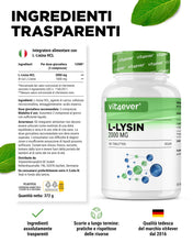 Carica l'immagine nel visualizzatore di Gallery, vit4ever L-Lisina - 365 Compresse - 2000 mg di L-Lisina HCL al giorno