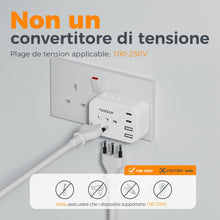 Carica l'immagine nel visualizzatore di Gallery, TESSAN Adattatore Presa Inglese con 2 USB C e 2 USB A, 7 in 1 Adattatore UK