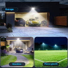 Carica l'immagine nel visualizzatore di Gallery, Faro LED da 100 W con sensore di movimento, 10.000 lm, con telecomando, bianco freddo 6500 K, ultra luminoso, impermeabi