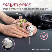 Carica l'immagine nel visualizzatore di Gallery, 2 Pezzi Decorazioni Auto Interni, Simpatico Gatto e Vaso di Fiori di Pesco Rosa, Ornamenti per Cruscotto Auto con Adesiv
