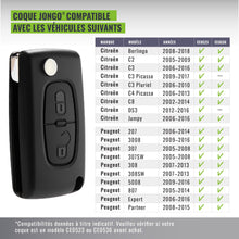 Carica l'immagine nel visualizzatore di Gallery, Jongo® CE0536 Guscio Chiave 2 Tasti Compatibile con Citroen C3 + Batteria