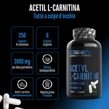 Carica l'immagine nel visualizzatore di Gallery, GEN GERMAN ELITE NUTRITION Acetyl-L-Carnitina - 250 Capsule vegane