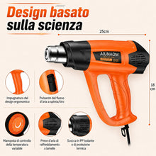 Carica l'immagine nel visualizzatore di Gallery, AIUNAOM Pistola Termica 2000W Pistola ad Aria Calda Professionale 9 livelli di temperatura regolabile 50℃- 650℃ con 6 Ac