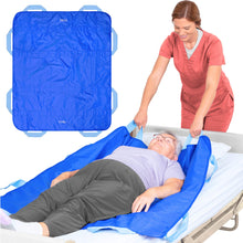 Carica l'immagine nel visualizzatore di Gallery, EYRA Telo di scivolamento per anziani 122×102 cm con 8 maniglie – Telo di trasferimento e supporto al posizionamento per