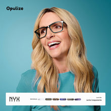 Carica l'immagine nel visualizzatore di Gallery, OPULIZE NYX Occhiali luce blu donna e uomo - Occhiali per computer Antibagliore Protezione UV - Rettangolare - Nero