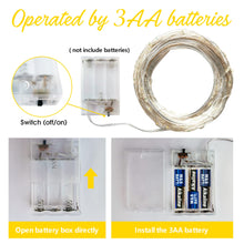 Carica l'immagine nel visualizzatore di Gallery, Flaspar Stringa Luci Led a Batteria, 2 Pezzi 5 metri 50 Led Rame filo Fata Luci Lucciole a Batteria Impermeabili, Decora
