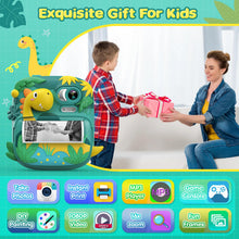 Carica l'immagine nel visualizzatore di Gallery, Macchina Fotografica Bambini Istantanea, CAMCLID 2,4 Pollici Fotocamera Bambini con 32GB Scheda, 12MP/1080P Fotocamera Digitale Bambini Dinosauro, Regali per Ragazzi Ragazze da 3-12 Anni (Verde)