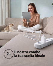 Carica l'immagine nel visualizzatore di Gallery, Cavo 2-in-1 USB C/Lightning 2M + Caricatore 20W per Tutti gli iPad e iPhone