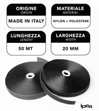 Carica l'immagine nel visualizzatore di Gallery, IPEA Nastro a Strappo da Cucire 20 mm Nero - [ Ben 25 Metri di Lunghezza ] - Made in Italy - (Non Adesivo) - Striscia Ex
