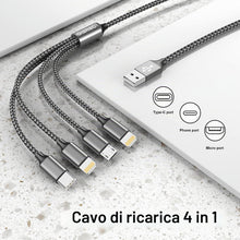 Carica l'immagine nel visualizzatore di Gallery, Multi Cavo di Ricarica[1.2M]4 in 1 MultiploCavetto Rapida per iPhone Galaxy