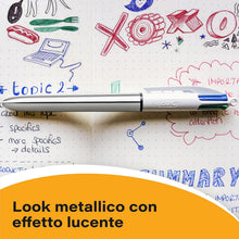 Carica l'immagine nel visualizzatore di Gallery, BIC 4 Colori, Penne Multicolore, Set 6 Penne a Sfera a Scatto con Inchiostri Classici e Pastello, Fusti Assortiti, Cancelleria Scuola e Università
