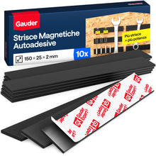Carica l'immagine nel visualizzatore di Gallery, GAUDER Strisce magnetiche autoadesive, calamite (10 pz, 15cm x 25mm x 2mm)