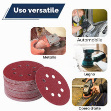 Carica l'immagine nel visualizzatore di Gallery, 100 Pezzi Dischi Abrasivi 125mm,8 Fori Rotondi Carta Vetrata Abrasiva,40/60/80/120/180/240/320/400 Graniglie