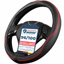 Carica l'immagine nel visualizzatore di Gallery, Upgrade4cars Coprivolante Auto Rosso Nero Finta Pelle Universale 37-38 cm