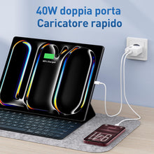 Carica l'immagine nel visualizzatore di Gallery, 40W 2-Porto USB C Caricatore per iPhone 18 Duo 17 16 15 Pro Max Air 17e