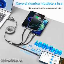Carica l'immagine nel visualizzatore di Gallery, Minlu Retrattile Cavo di Ricarica 6 in 1, Multi Cavo di Ricarica 1,2m 4A