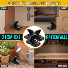 Carica l'immagine nel visualizzatore di Gallery, Hestya Trappola per topi XXL (21 cm) - Confezione da 3 trappole a scatto extra large senza veleno - Trappola per topi ri