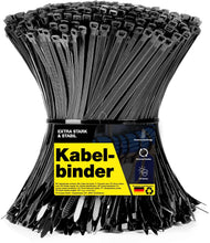 Carica l'immagine nel visualizzatore di Gallery, Set di 100 fascette stringicavo in nero, corte e lunghe, antistrappo e resistenti ai raggi UV, di diverse lunghezze (150