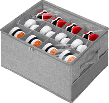 Carica l'immagine nel visualizzatore di Gallery, Cozary Scatole per Scarpe, Organizer Scarpe 12 Scomparti con Borsa in Rete, Coperchio Trasparente e Manici Rinforzati, adatto per 6-12 paia, Pieghevoli, per Guardaroba, Scarpiera, Grigio (43x32x32cm)