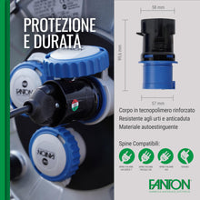 Carica l'immagine nel visualizzatore di Gallery, FANTON 78100-E Adattatore industriale blu da spina CEE a presa schuko/bipasso universale, spina 2P+T 16A 220V IP44, per 